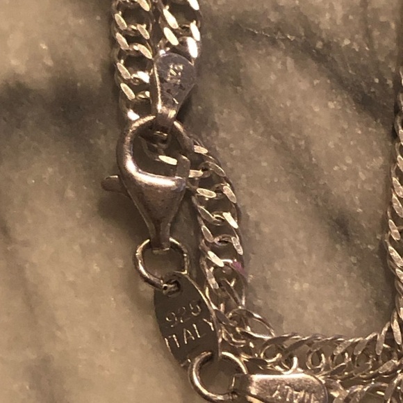 VTG Sterling & Rhodonite Pink / Black Triangle Pear Stones Pendant & Chain 19” - Picture 6 of 9